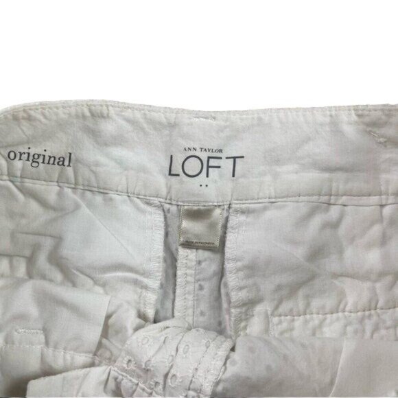 LOFT White Eyelets Chino Short -Women Size 2 -Summer Springs Casual - Picture 3 of 12